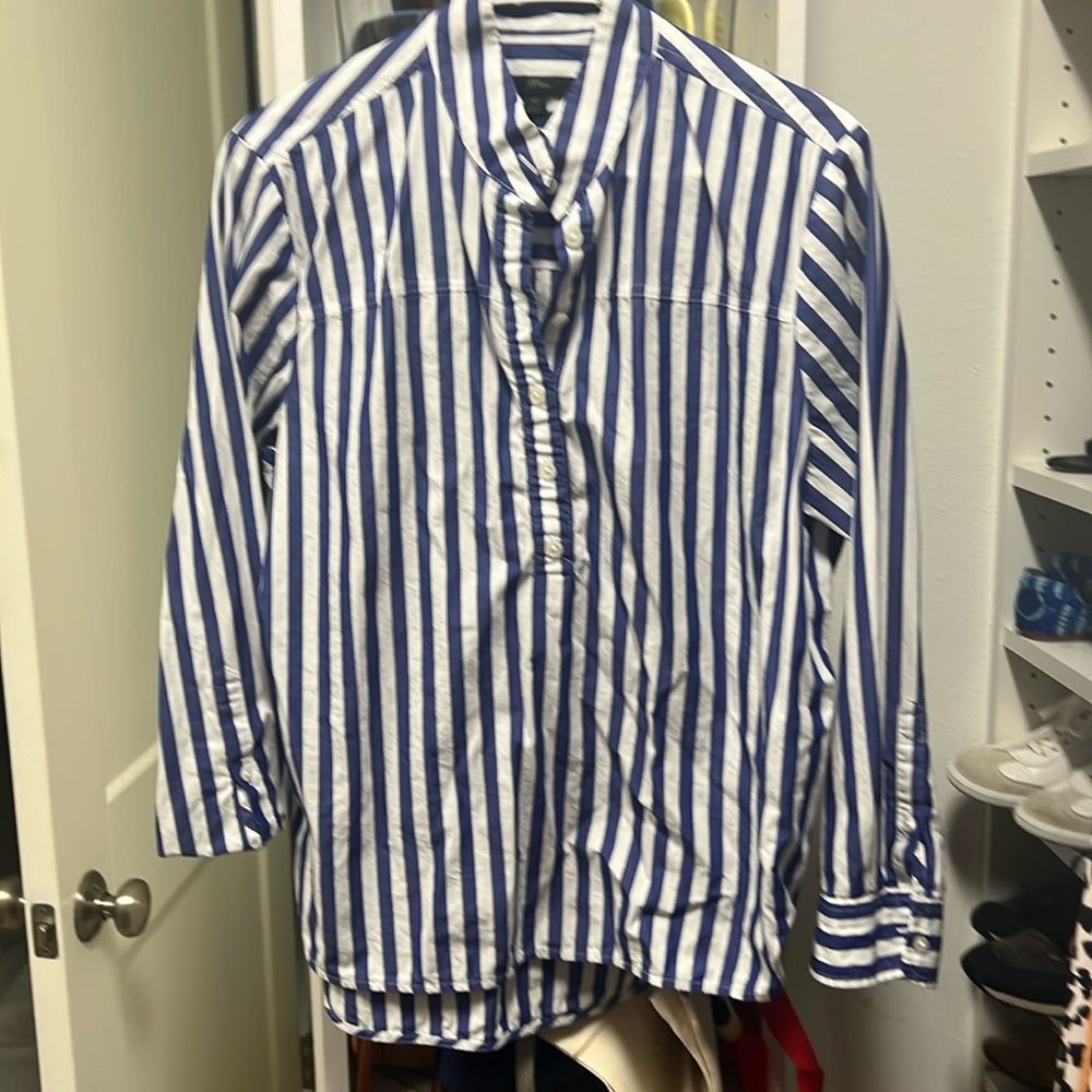 J crew beautiful blue and white striped tunic size 10
